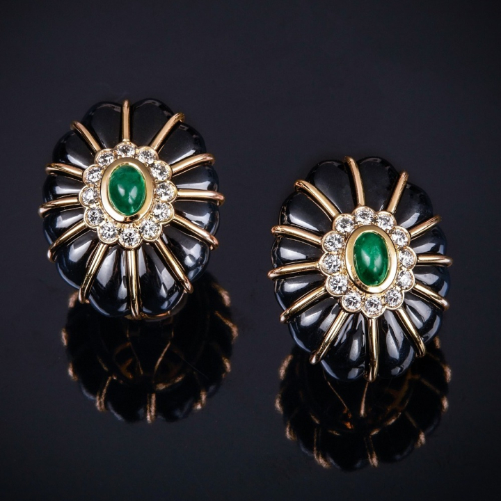 Bon Bon, Hard stone, coloured gem and diamond earrings